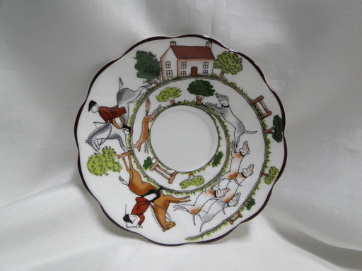 Crown Staffordshire Hunting Scene: Hunters: 4 3/4" Demi Scalloped Saucer Only