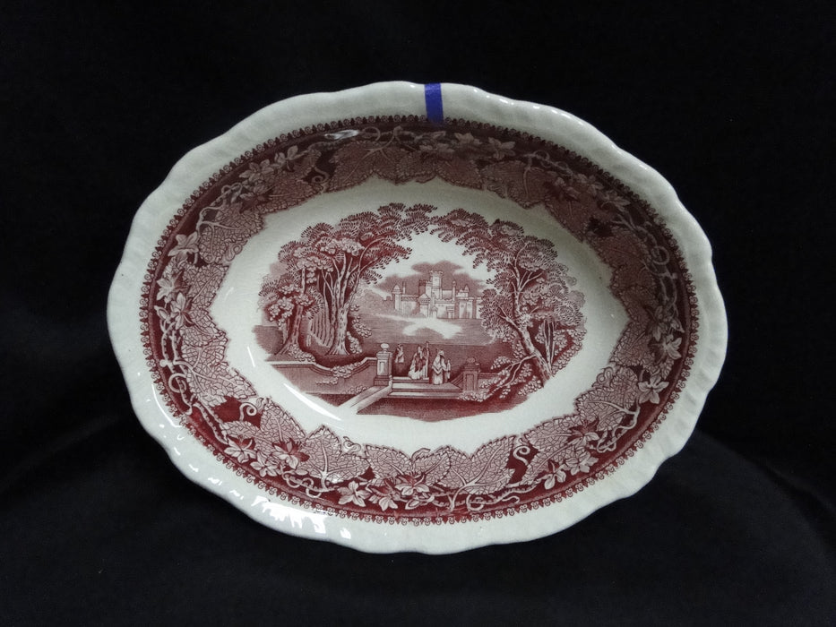 Mason's Vista Pink, Transferware: Oval Serving Bowl, 9 1/2" x 2 1/8" Tall, As Is
