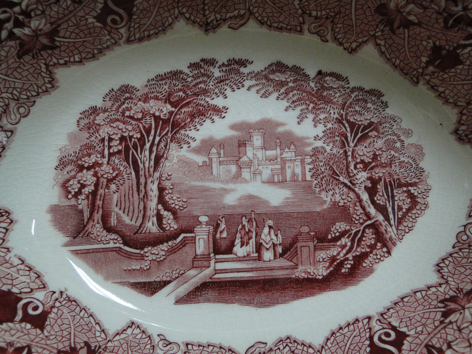 Mason's Vista Pink, Transferware: Oval Serving Bowl, 9 1/2" x 2 1/8" Tall, As Is