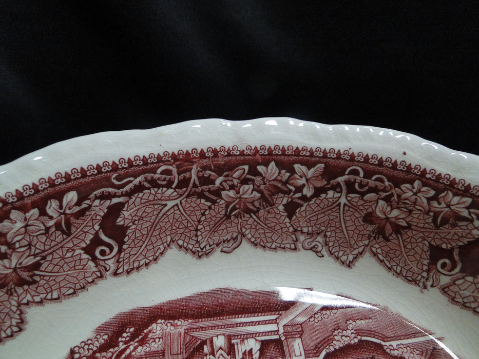 Mason's Vista Pink, Transferware: Oval Serving Bowl, 9 1/2" x 2 1/8" Tall, As Is