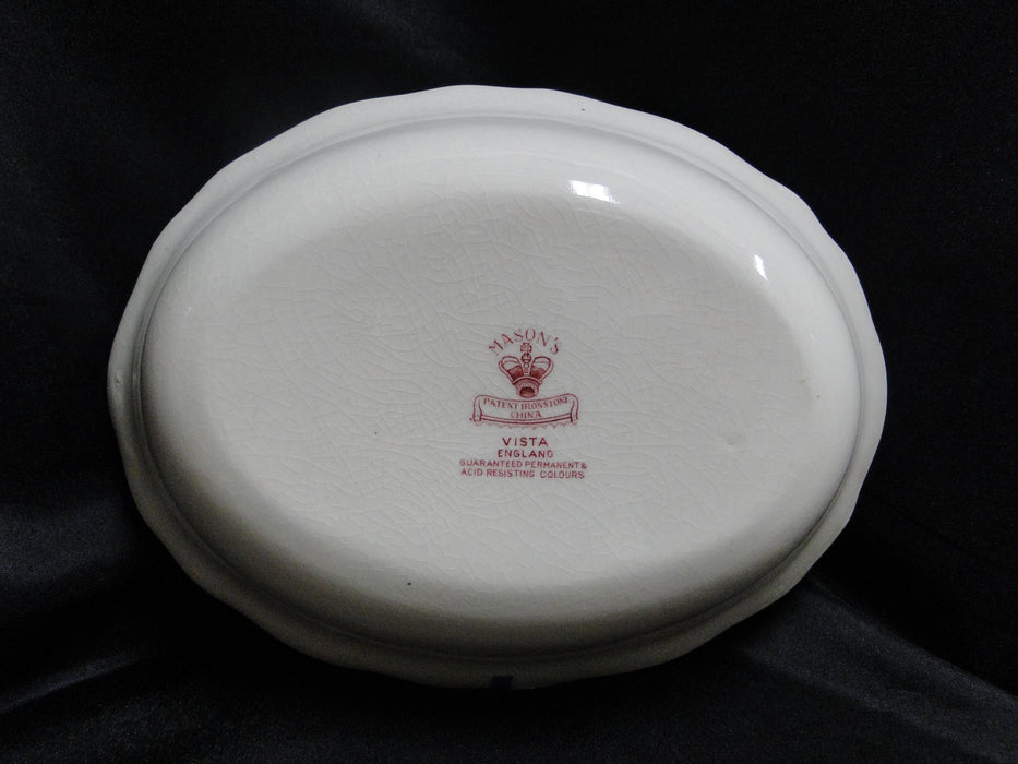 Mason's Vista Pink, Transferware: Oval Serving Bowl, 9 1/2" x 2 1/8" Tall, As Is