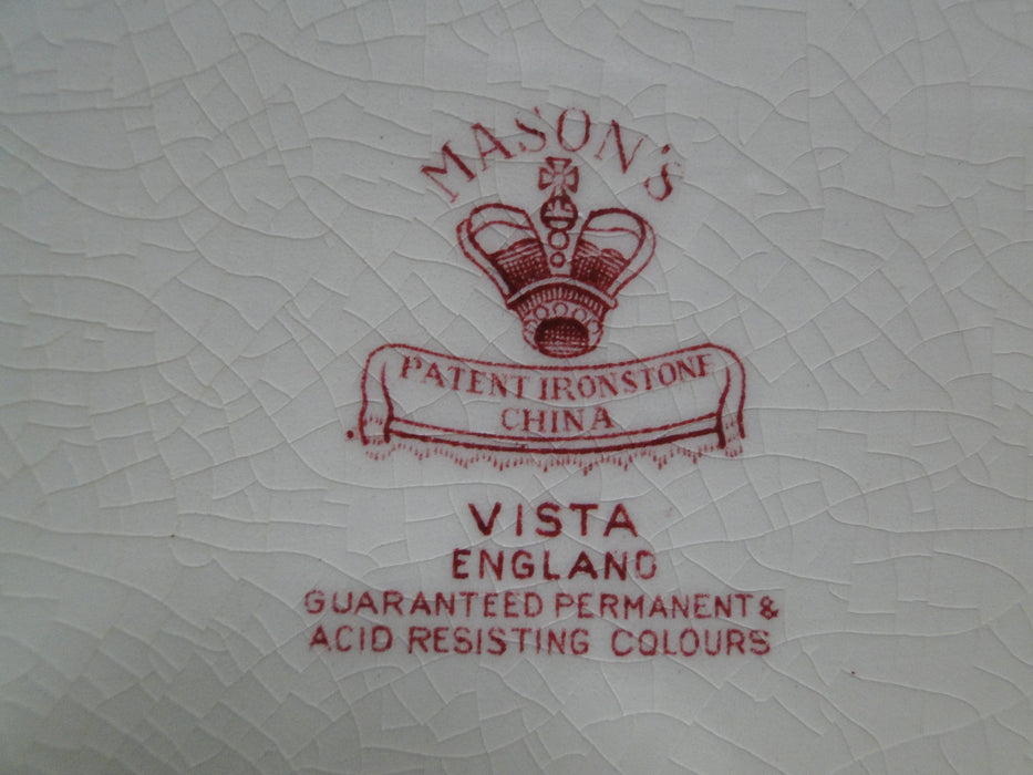 Mason's Vista Pink, Transferware: Oval Serving Bowl, 9 1/2" x 2 1/8" Tall, As Is
