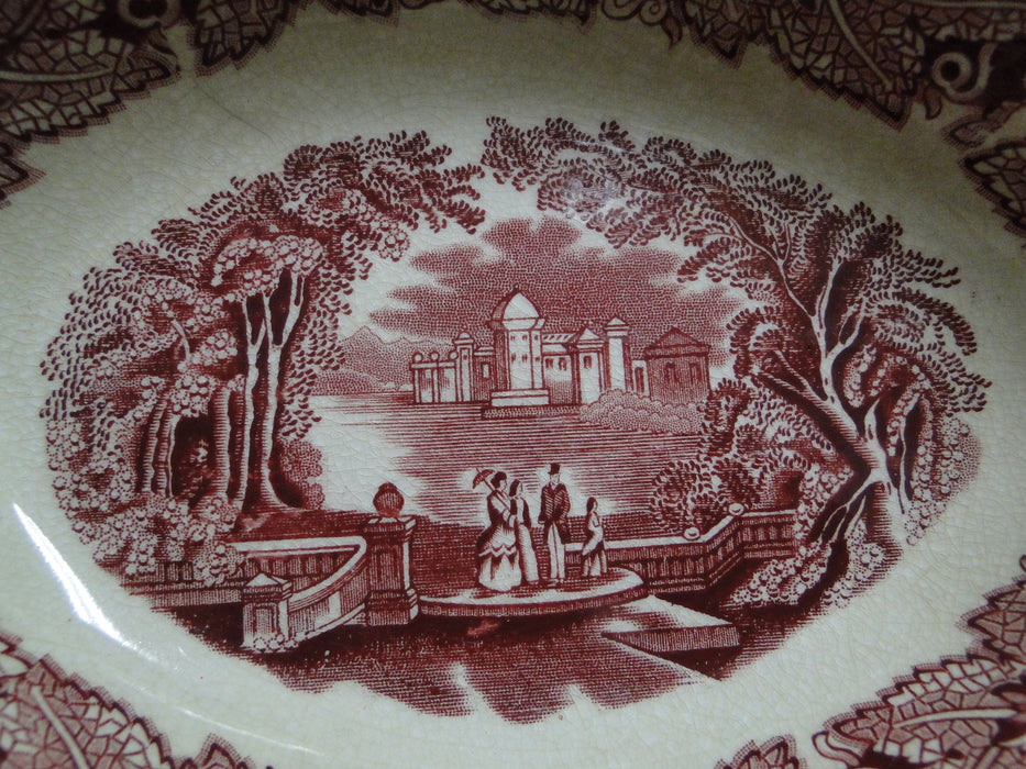 Mason's Vista Pink, Transferware: Oval Serving Bowl, 8 3/4 x 2" Tall, As Is