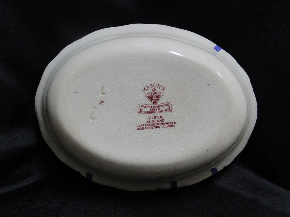 Mason's Vista Pink, Transferware: Oval Serving Bowl, 8 3/4 x 2" Tall, As Is