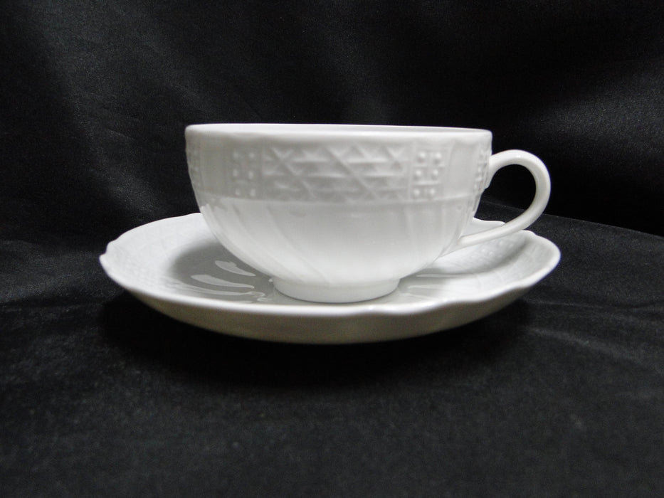 Hutschenreuther Dresden, White, Embossed: Cup & Saucer Set, 2 1/8" Tall