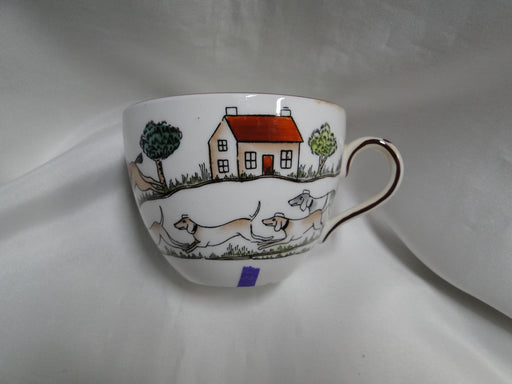 Crown Staffordshire Hunting Scene: Hunters, Horses: Flat Cup & Saucer, As Is