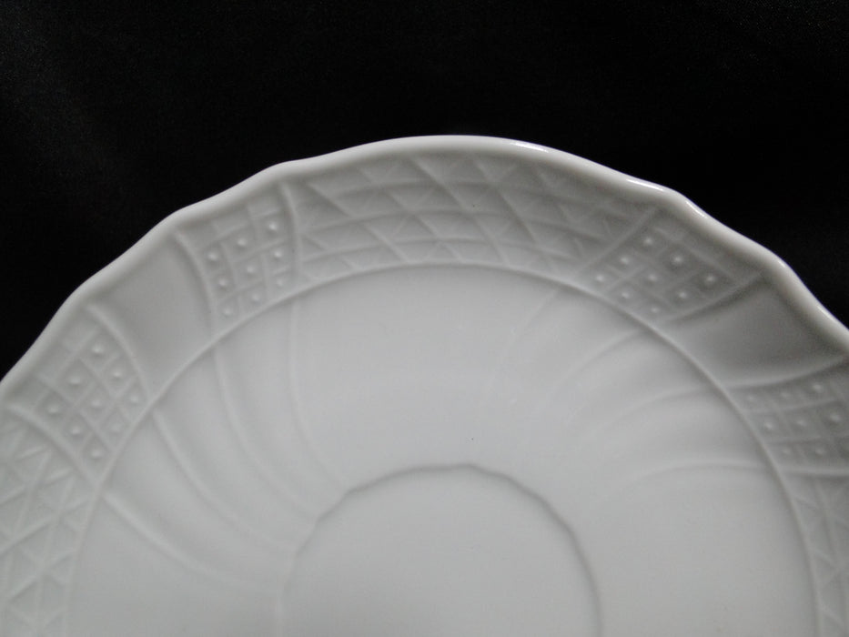 Hutschenreuther Dresden, White, Embossed: Cream Soup Bowl & Saucer (s)