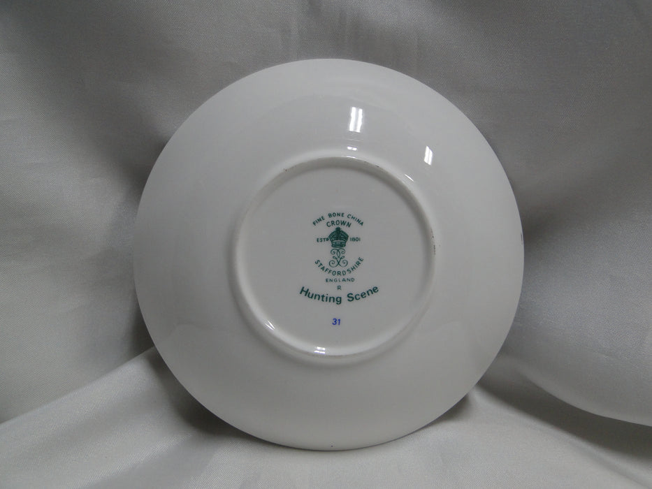 Crown Staffordshire Hunting Scene: Hunters, Horses: Footed Cup & Saucer, Scratch