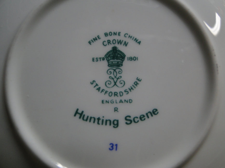 Crown Staffordshire Hunting Scene: Hunters, Horses: Footed Cup & Saucer, Scratch