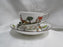Crown Staffordshire Hunting Scene: Hunters, Horses: Footed Cup & Saucer, Scratch