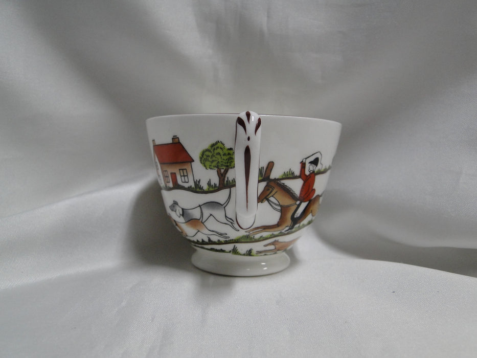 Crown Staffordshire Hunting Scene: Hunters, Horses: Footed Cup & Saucer, Scratch
