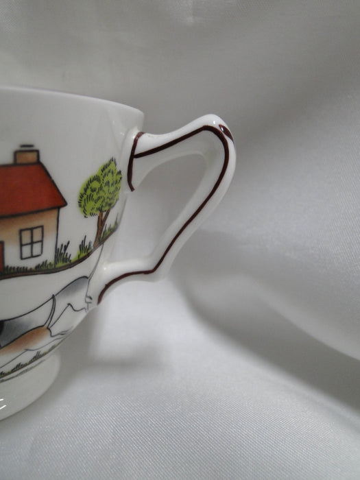 Crown Staffordshire Hunting Scene: Hunters, Horses: Footed Cup & Saucer, Scratch