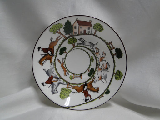 Crown Staffordshire Hunting Scene: Hunters, Horses: 5 1/2" Saucer Only, No Cup