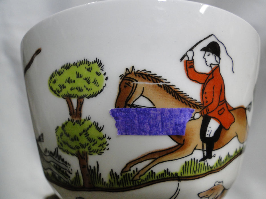 Crown Staffordshire Hunting Scene: Hunters, Horses: Footed Cup & Saucer, Scratch