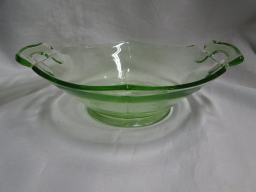 Vaseline Glass, Green: Hexagonal Bowl w/ Handles, 7 3/8" x 2 1/2", MG#261