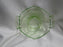 Vaseline Glass, Green: Hexagonal Bowl w/ Handles, 7 3/8" x 2 1/2", MG#261
