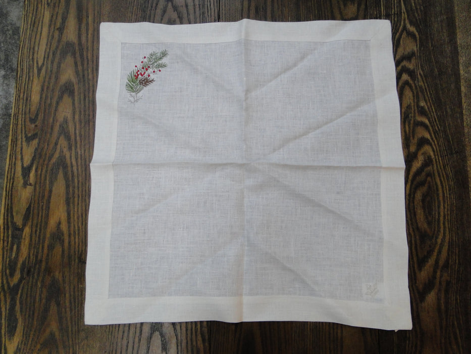 Arte Italica Natale Sprig, Berries, Pine: NEW European Linen Napkin, 22"