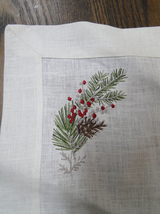 Arte Italica Natale Sprig, Berries, Pine: NEW European Linen Napkin, 22"