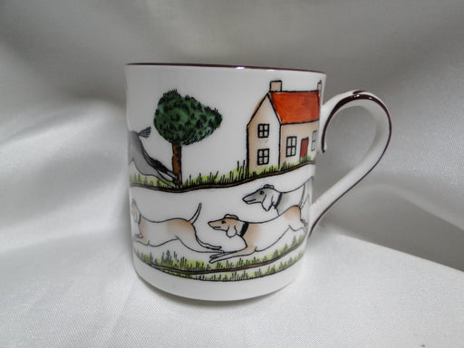 Crown Staffordshire Hunting Scene: Hunters, Horses: Demi Flat Cup, Canton Saucer