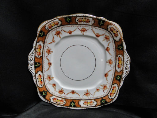 Royal Albert Crown China 4147, Rust Florals: Square Cake Plate w/ Handles 9 3/4"