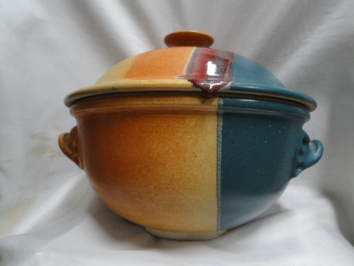 Walt Glass Pottery Texas Sunset: Round Covered Casserole w/ Stand, 10 1/4"