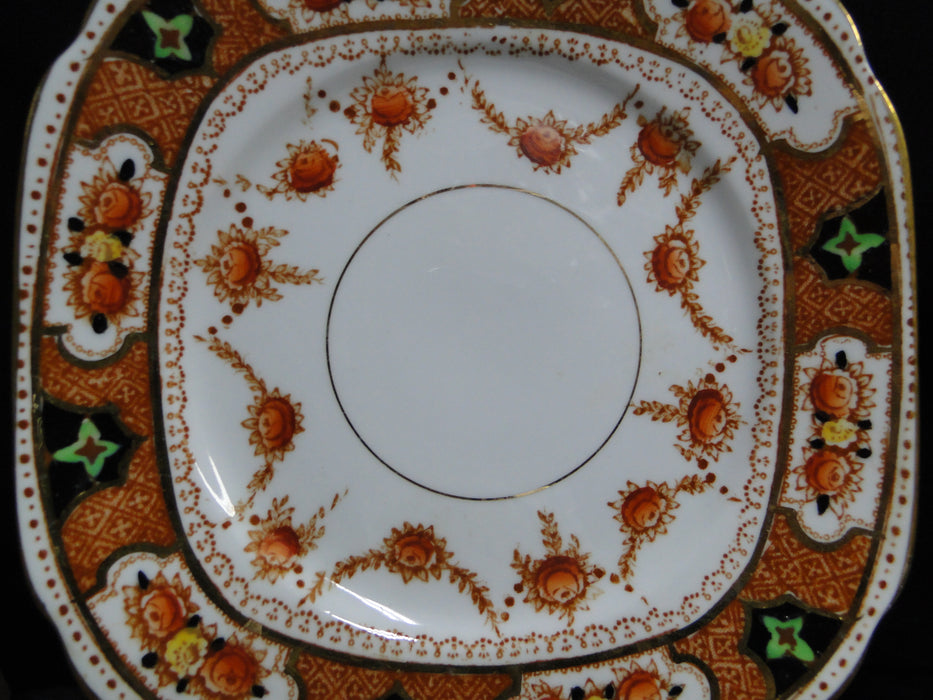 Royal Albert Crown China 4147, Rust Florals: Square Bread Plate (s), 6"