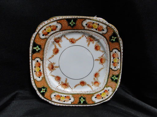 Royal Albert Crown China 4147, Rust Florals: Square Bread Plate, 6", As Is