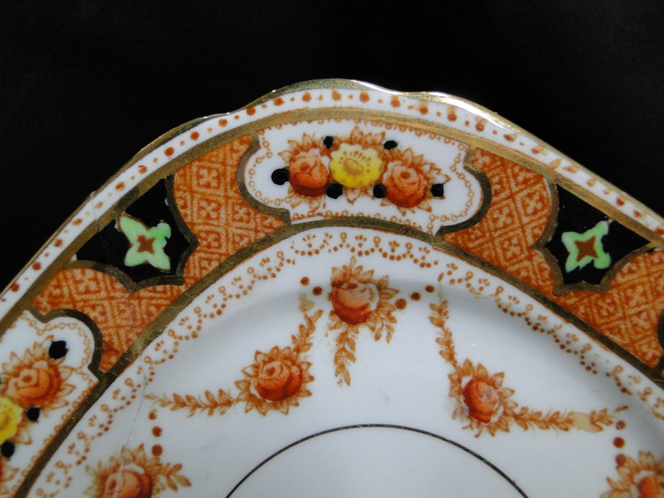 Royal Albert Crown China 4147, Rust Florals: Square Bread Plate, 6", As Is