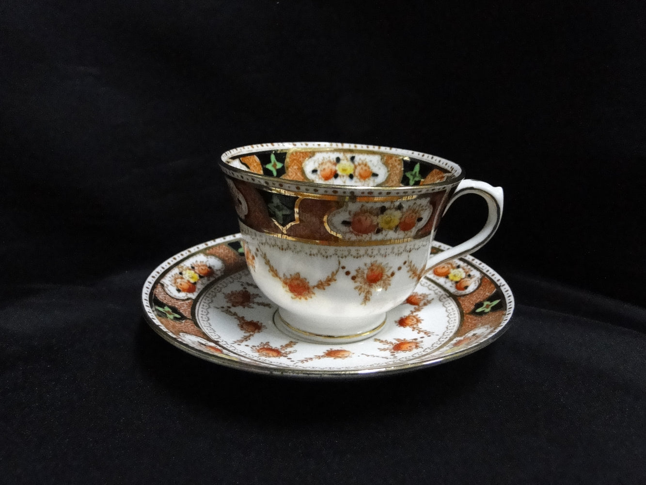 Royal Albert Crown China 4147, Rust Florals: Cup & Saucer Set, 2 1/2", As Is