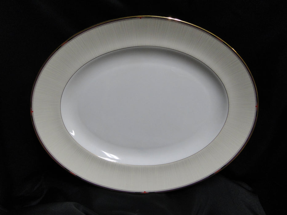 Wedgwood Pashmina, Cream Rim, White Center: Oval Serving Platter, 14 1/4"