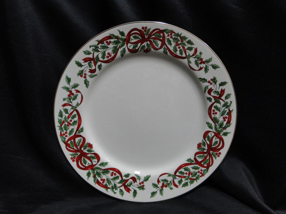 Centurion Ribbon Holly, Red Ribbon: Dinner Plate (s), 10 3/8"