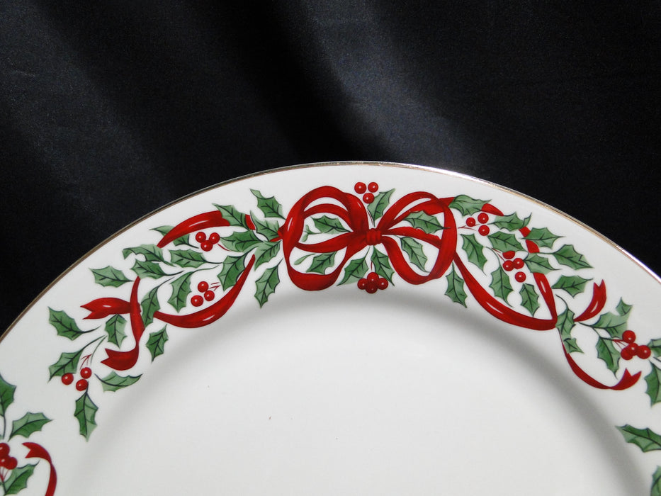 Centurion Ribbon Holly, Red Ribbon: Dinner Plate (s), 10 3/8"