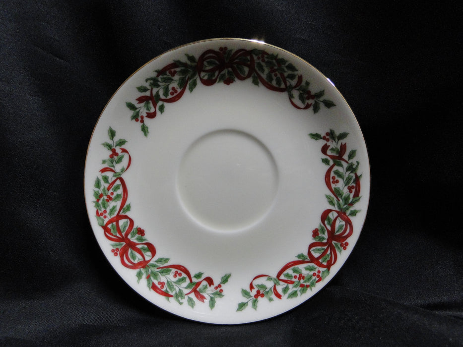 Centurion Ribbon Holly, Red Ribbon: Cup & Saucer Set (s), 3 1/8" Tall