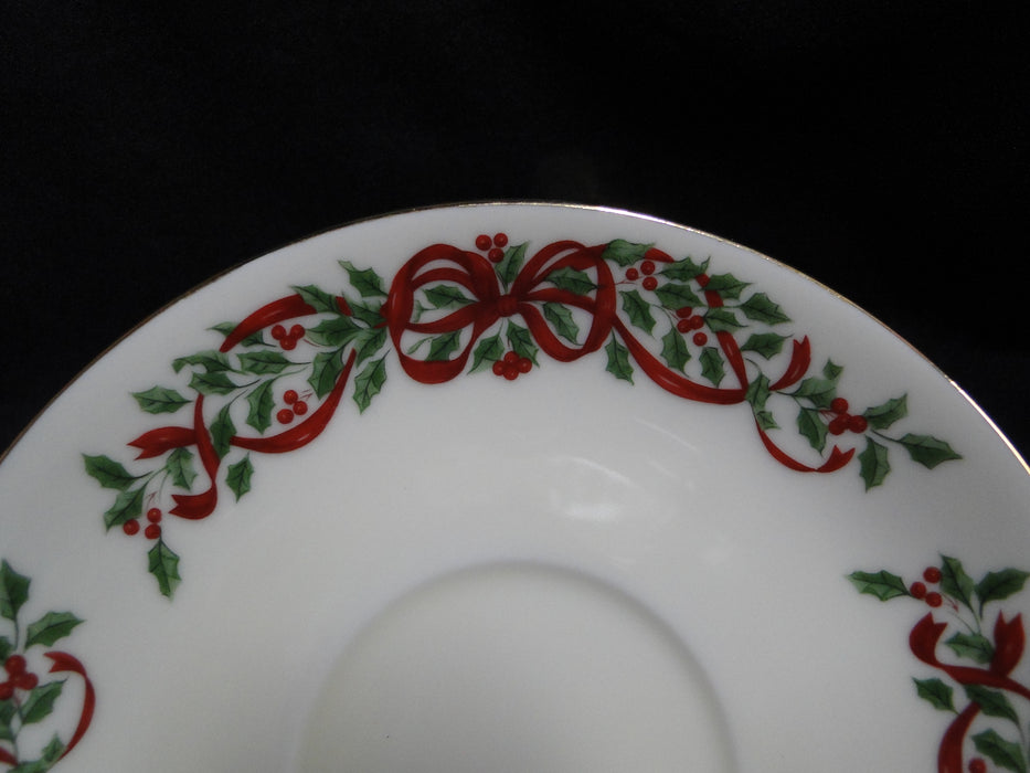 Centurion Ribbon Holly, Red Ribbon: Cup & Saucer Set (s), 3 1/8" Tall