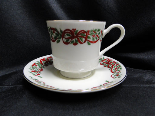 Centurion Ribbon Holly, Red Ribbon: Cup & Saucer Set (s), 3 1/8" Tall