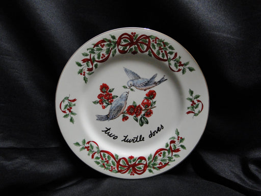 Centurion Ribbon Holly, Red Ribbon: "2 Turtle Doves" Salad Plate, 7 1/2"
