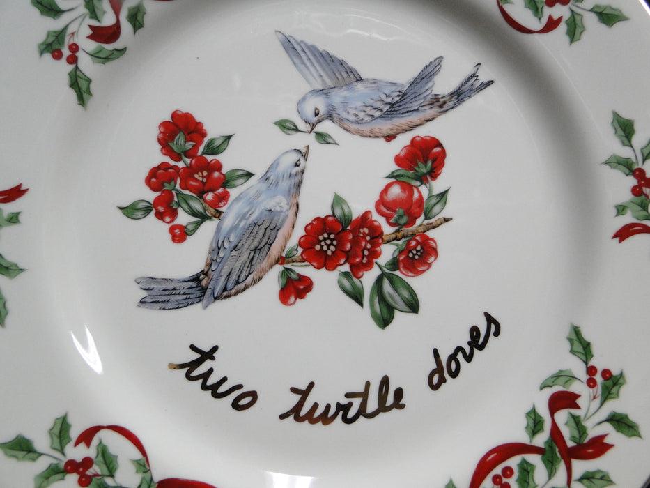Centurion Ribbon Holly, Red Ribbon: "2 Turtle Doves" Salad Plate, 7 1/2"