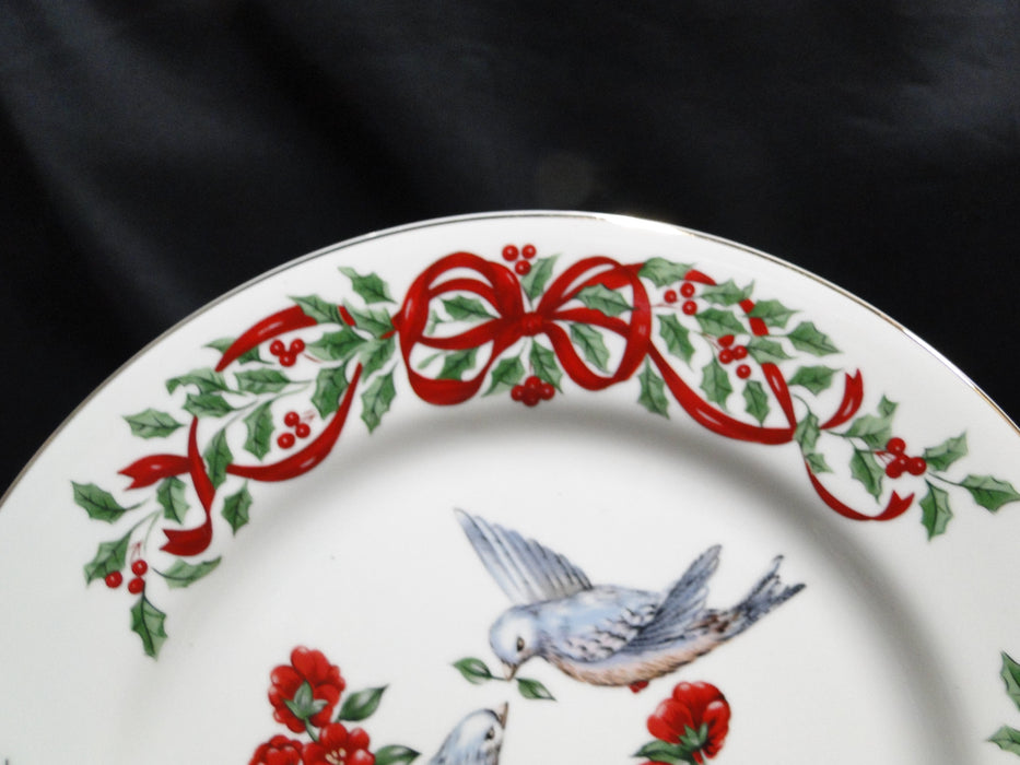 Centurion Ribbon Holly, Red Ribbon: "2 Turtle Doves" Salad Plate, 7 1/2"