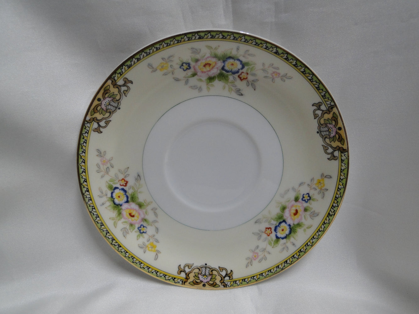 Meito Floral w/ Green Trim, Gold Edge: 5 5/8" Saucer (s) Only, No Cup
