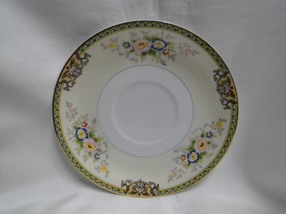 Meito Floral w/ Green Trim, Gold Edge: 5 5/8" Saucer (s) Only, No Cup