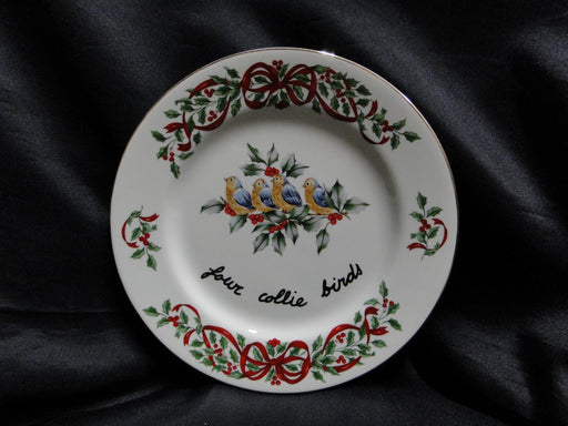 Centurion Ribbon Holly, Red Ribbon: "4 Calling Birds" Salad Plate, 7 1/2"