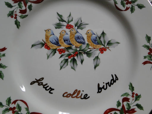 Centurion Ribbon Holly, Red Ribbon: "4 Calling Birds" Salad Plate, 7 1/2"