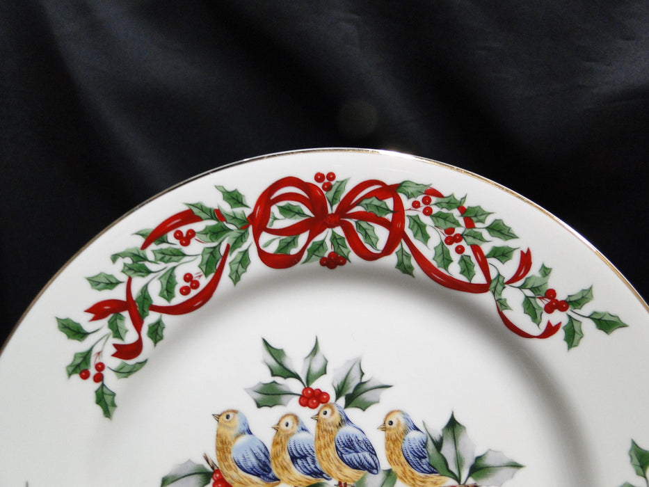 Centurion Ribbon Holly, Red Ribbon: "4 Calling Birds" Salad Plate, 7 1/2"