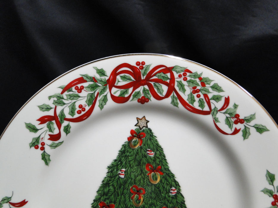 Centurion Ribbon Holly, Red Ribbon: "5 Gold Rings" Salad Plate, 7 1/2"