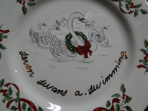 Centurion Ribbon Holly, Red Ribbon: "7 Swans A-Swimming" Salad Plate, 7 1/2"