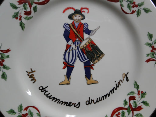 Centurion Ribbon Holly, Red Ribbon: "10 Drummers Drumming" Salad Plate, 7 1/2"