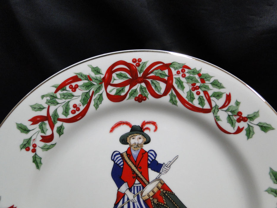 Centurion Ribbon Holly, Red Ribbon: "10 Drummers Drumming" Salad Plate, 7 1/2"