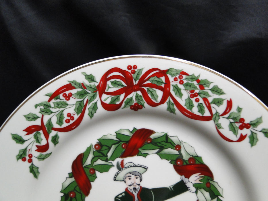 Centurion Ribbon Holly, Red Ribbon: "11 Lords A-Leaping" Salad Plate, 7 1/2"