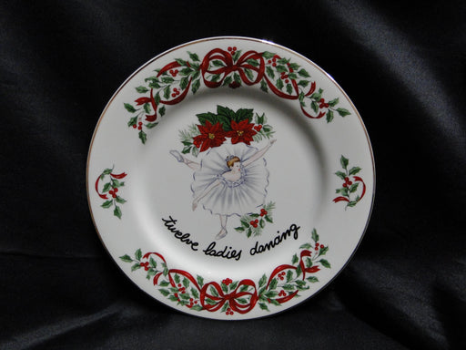 Centurion Ribbon Holly, Red Ribbon: "12 Ladies Dancing" Salad Plate, 7 1/2"