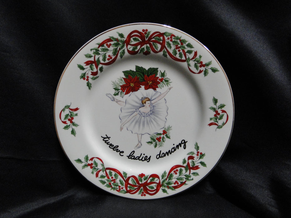 Centurion Ribbon Holly, Red Ribbon: "12 Ladies Dancing" Salad Plate, 7 1/2"